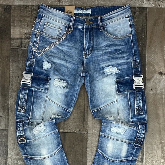 NWOT REELISTIK NYC- CARGO JEANS-BLUE - Picture 13 of 14